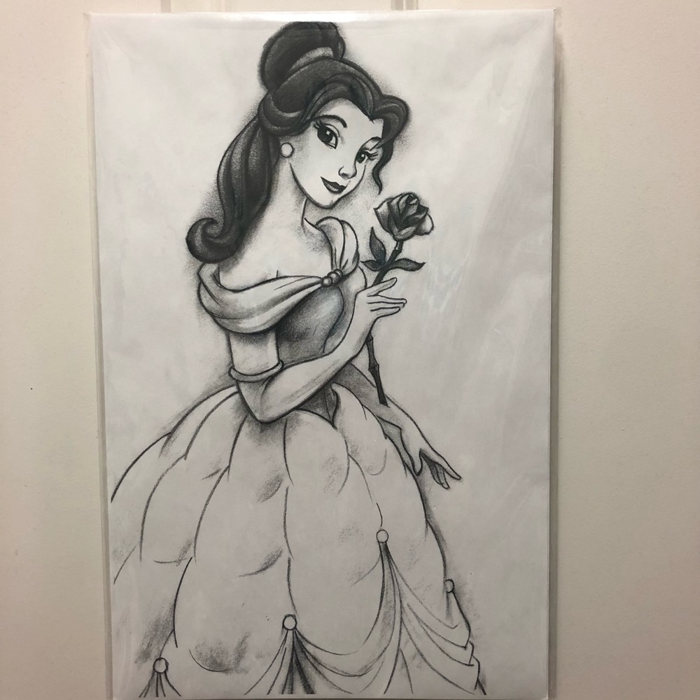 ❤️ Disney Belle Pencil Sketch Art Print
